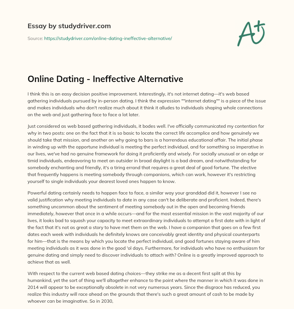 Online Dating – Ineffective Alternative essay