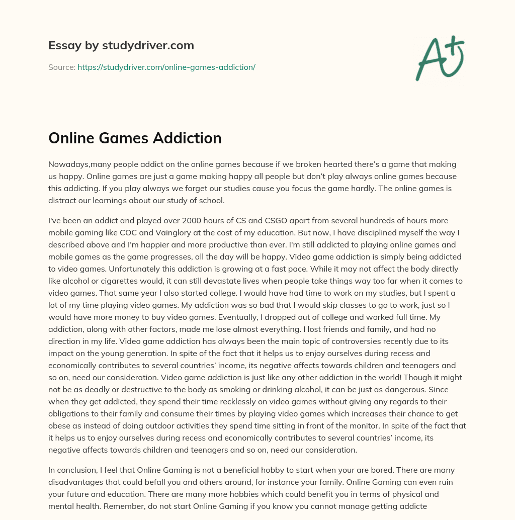 Online Games Addiction essay