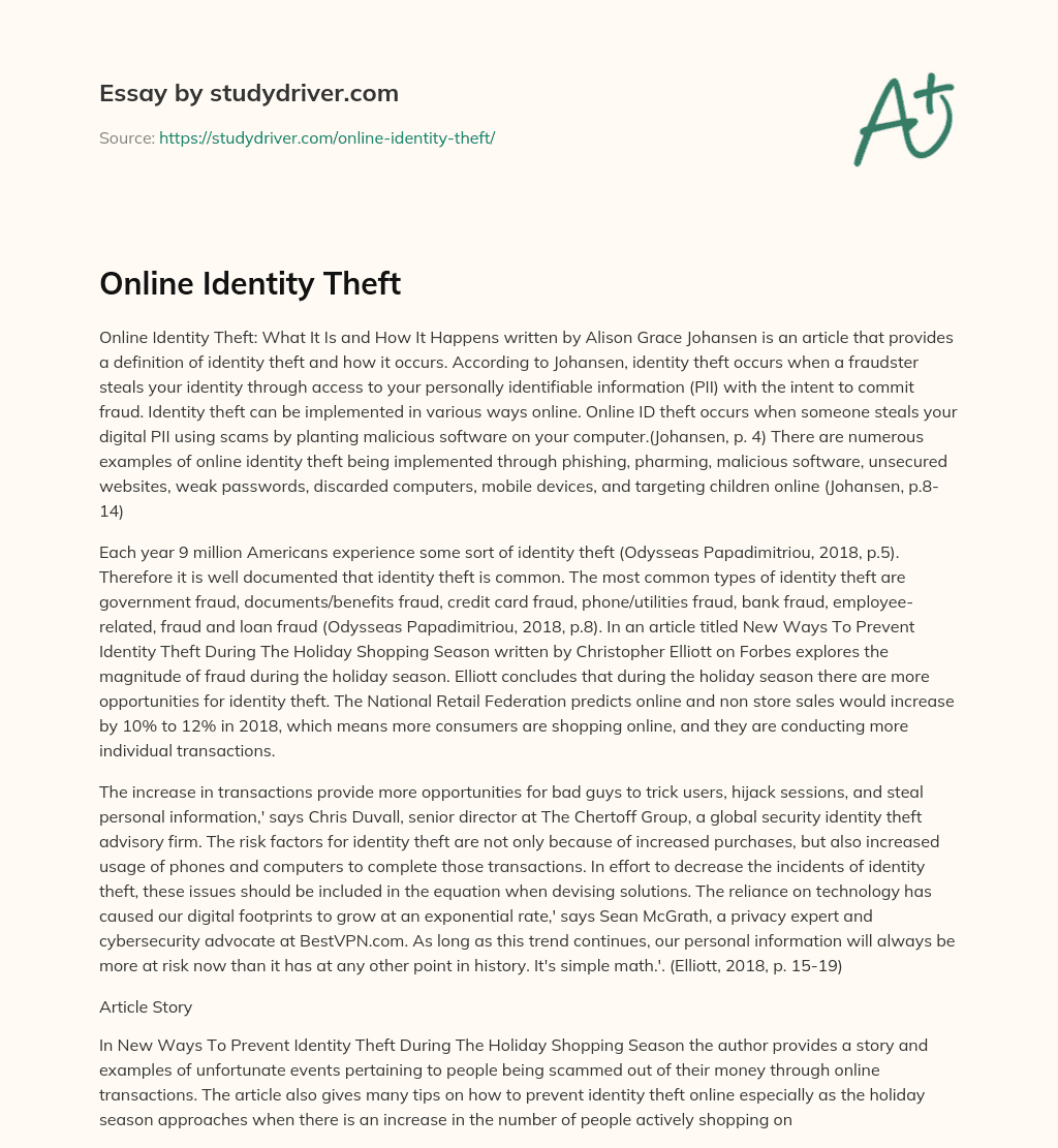 Online Identity Theft essay