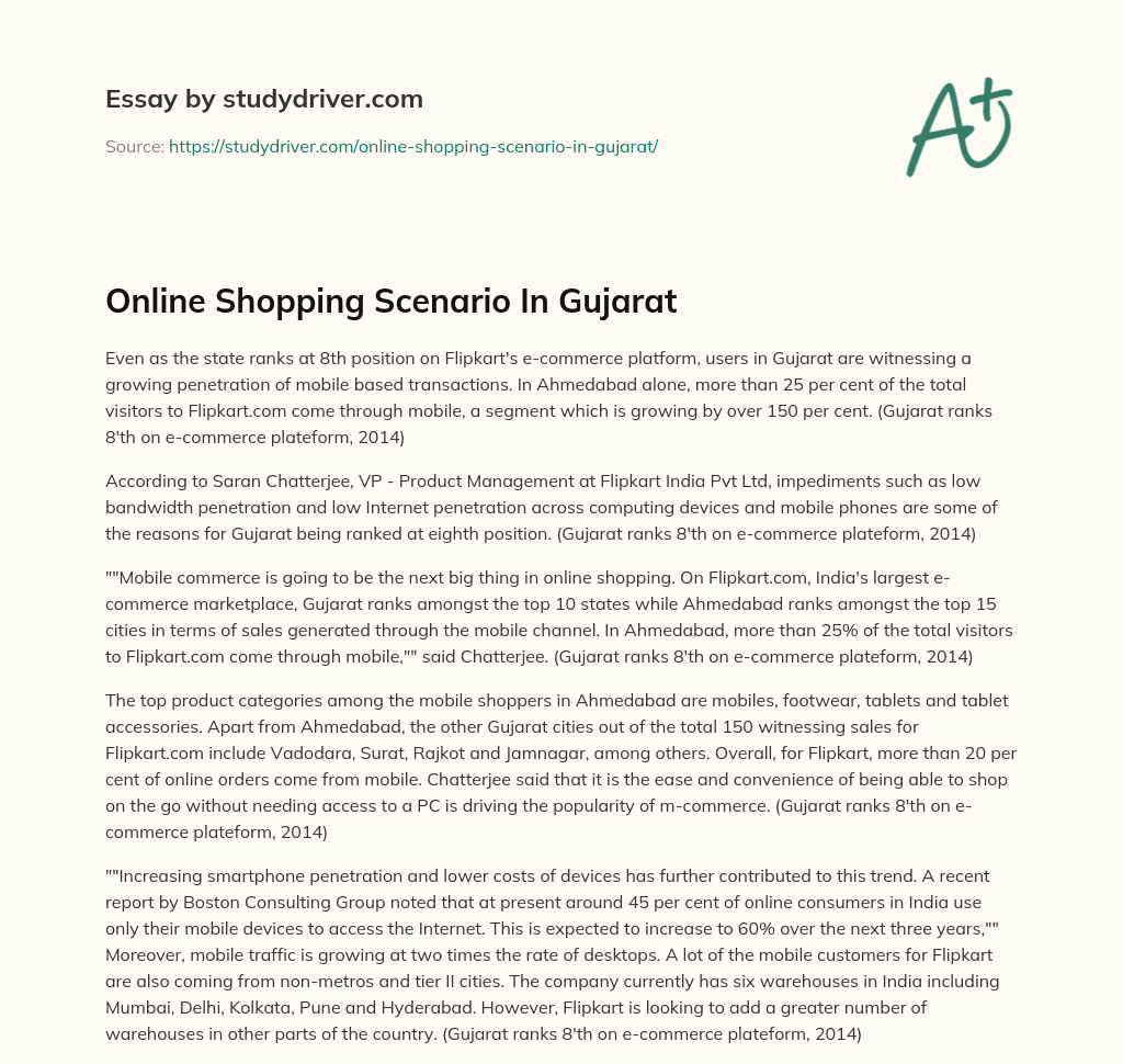 Online Shopping Scenario in Gujarat essay