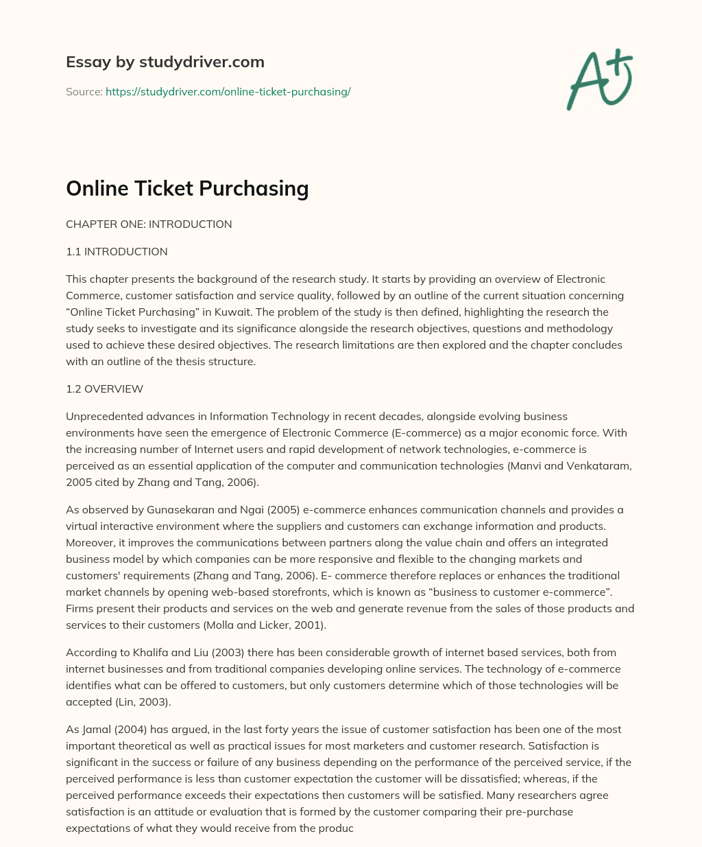 Online Ticket Purchasing essay