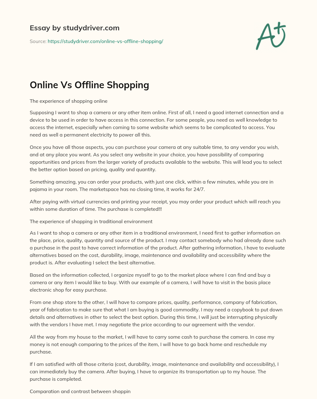 online shopping vs offline shopping essay class 10