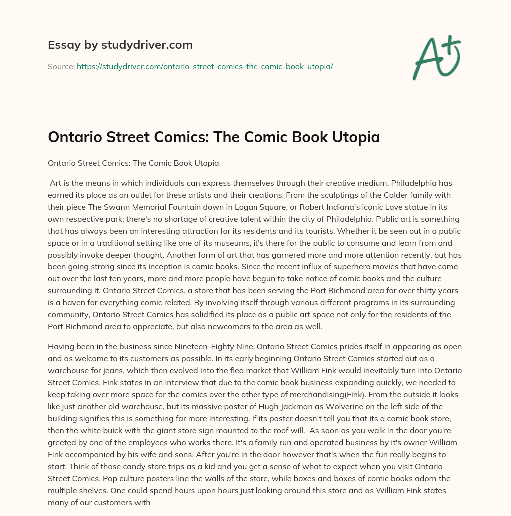 Ontario Street Comics: the Comic Book Utopia          essay