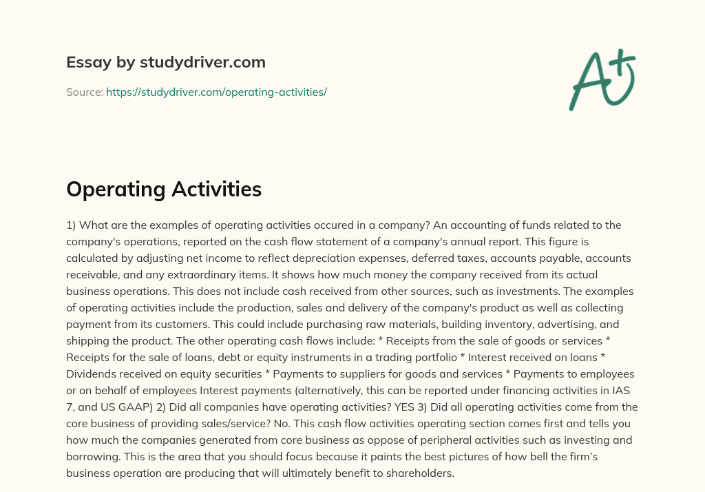 Operating Activities essay