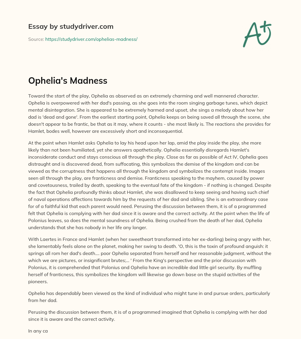 Ophelia’s Madness essay
