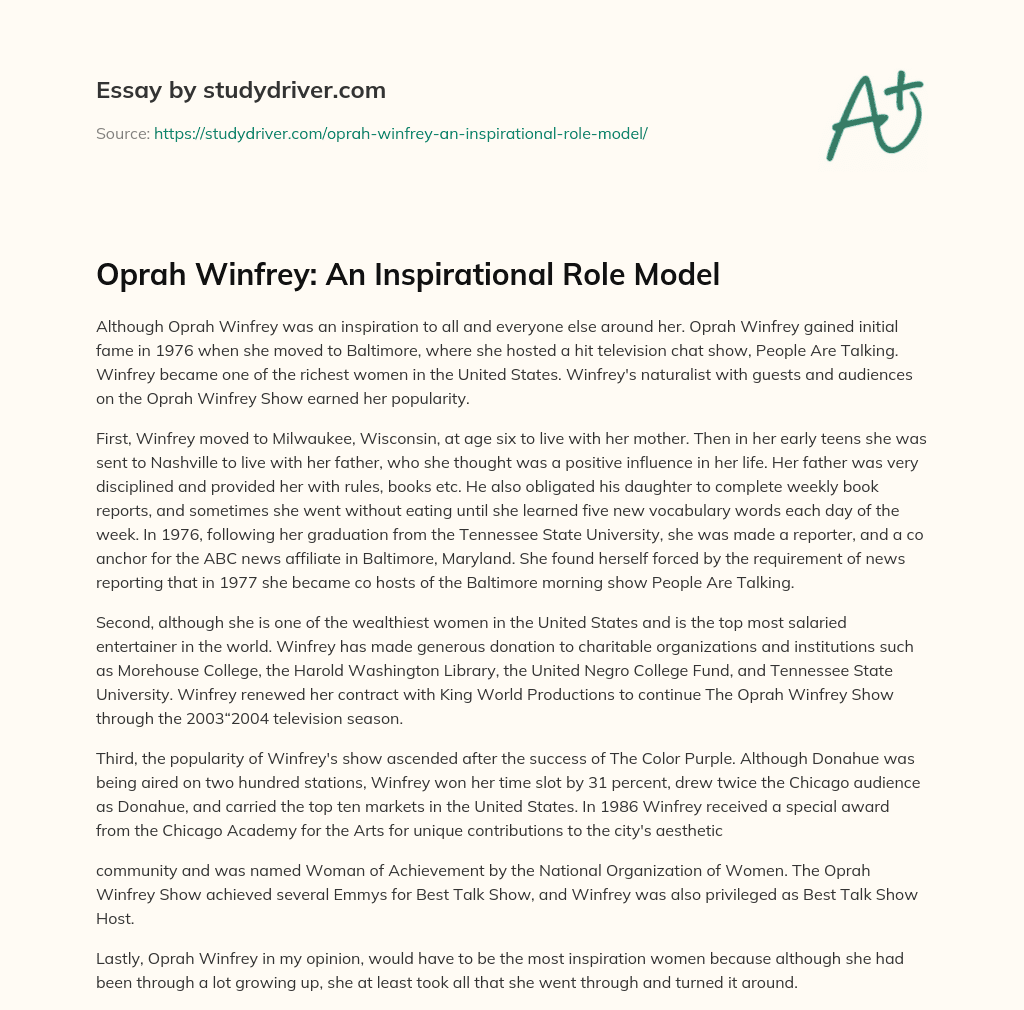 Oprah Winfrey: an Inspirational Role Model essay