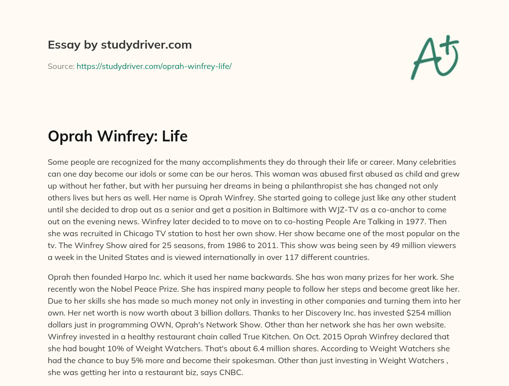 Oprah Winfrey: Life essay
