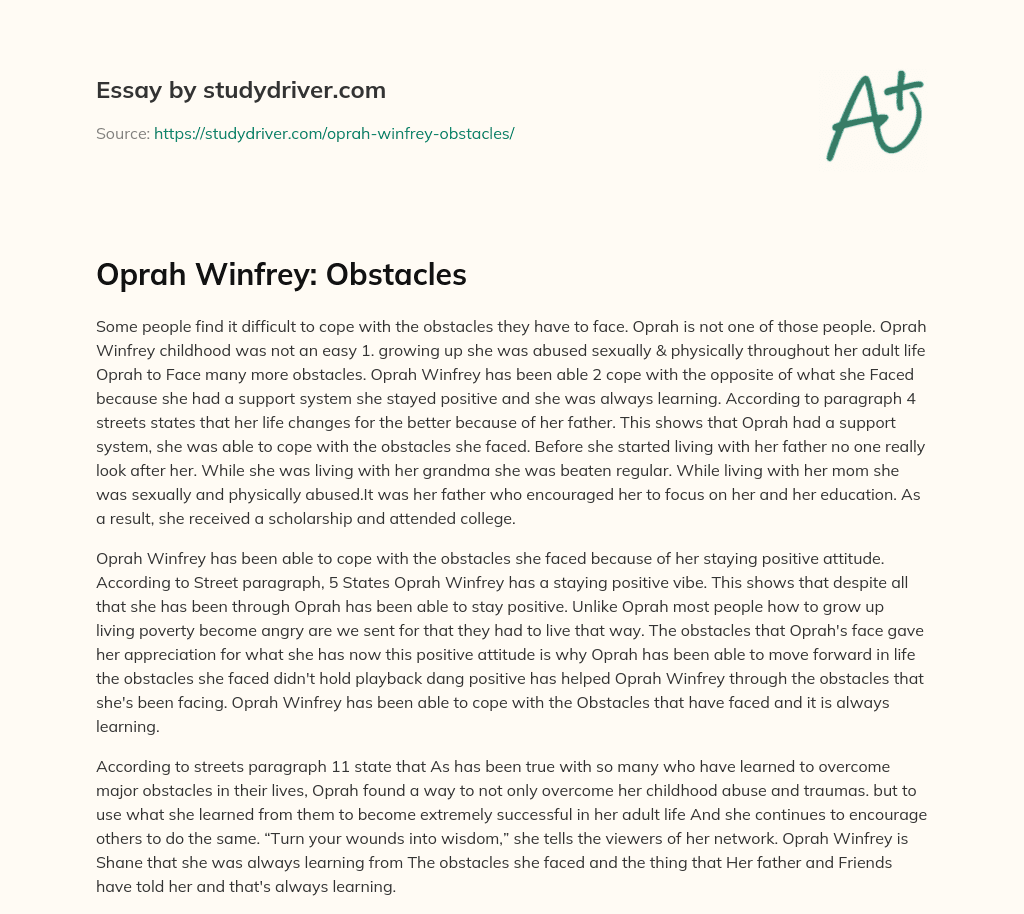 Oprah Winfrey: Obstacles essay
