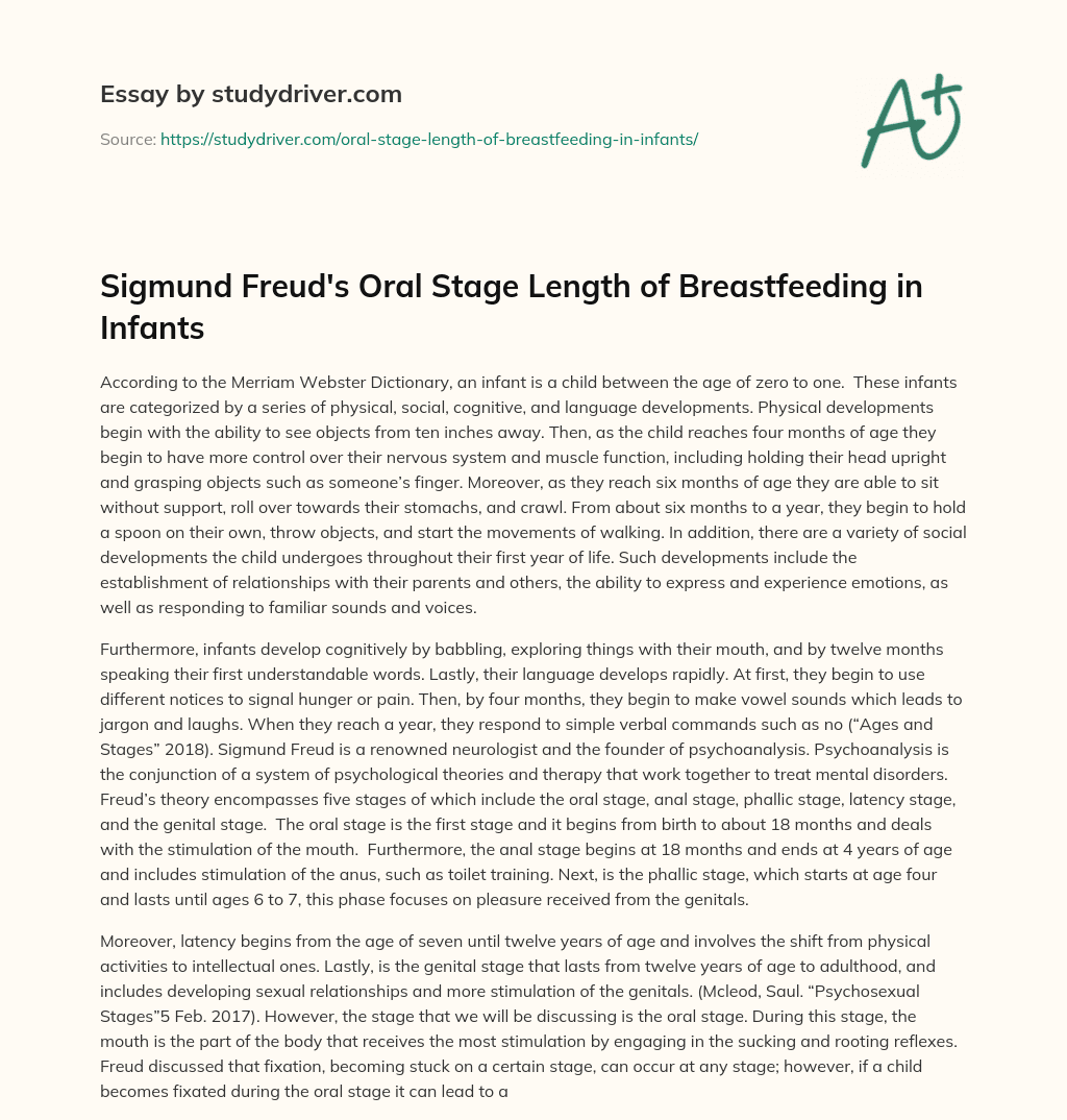 Sigmund Freud’s Oral Stage Length of Breastfeeding in Infants essay