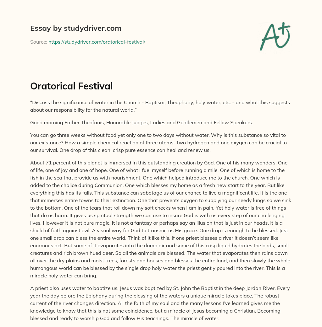 Oratorical Festival essay