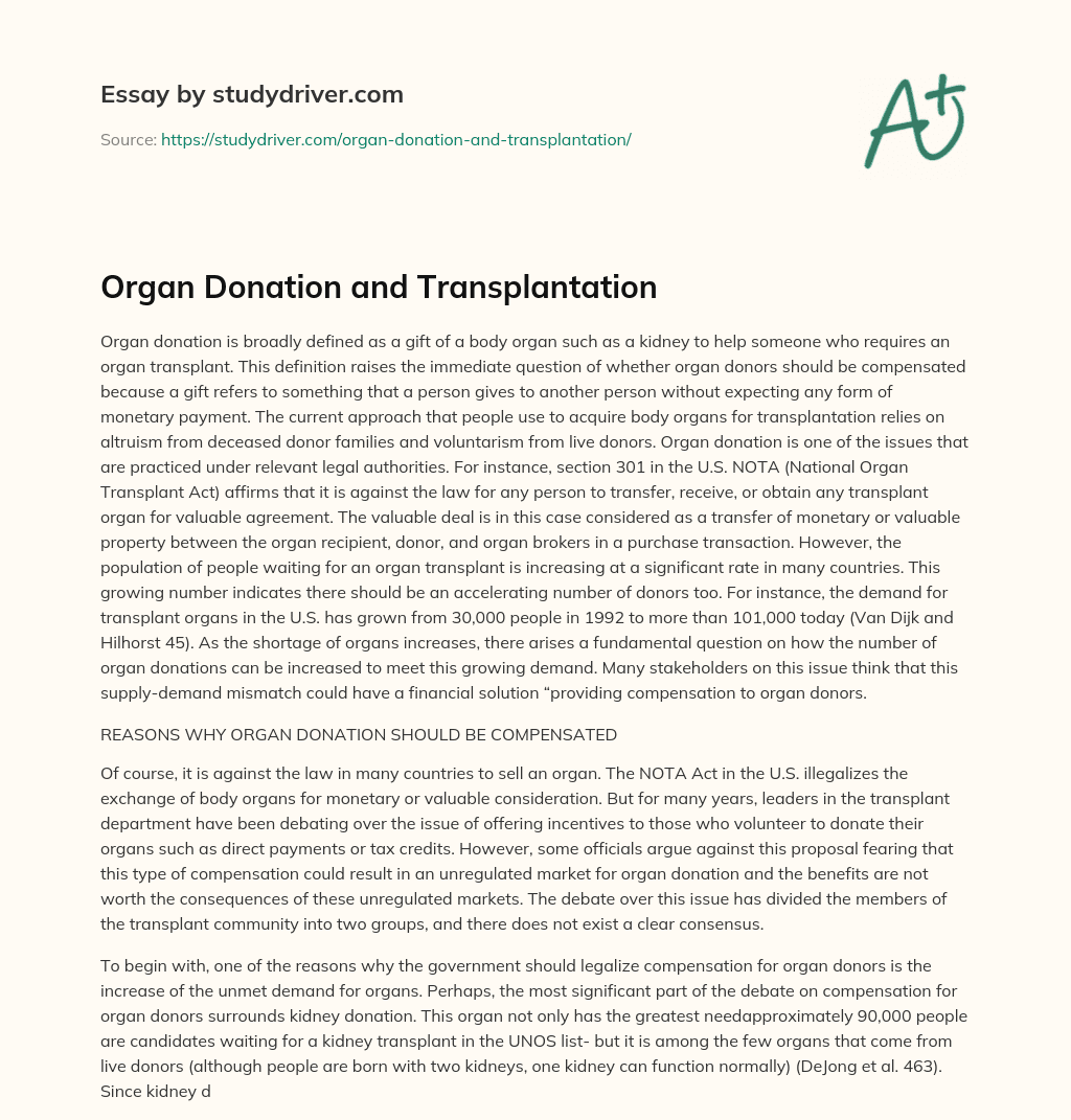 organ donation life after death essay pdf