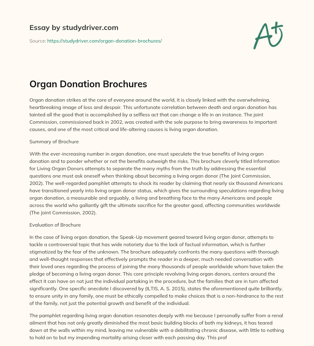 Organ Donation Brochures essay