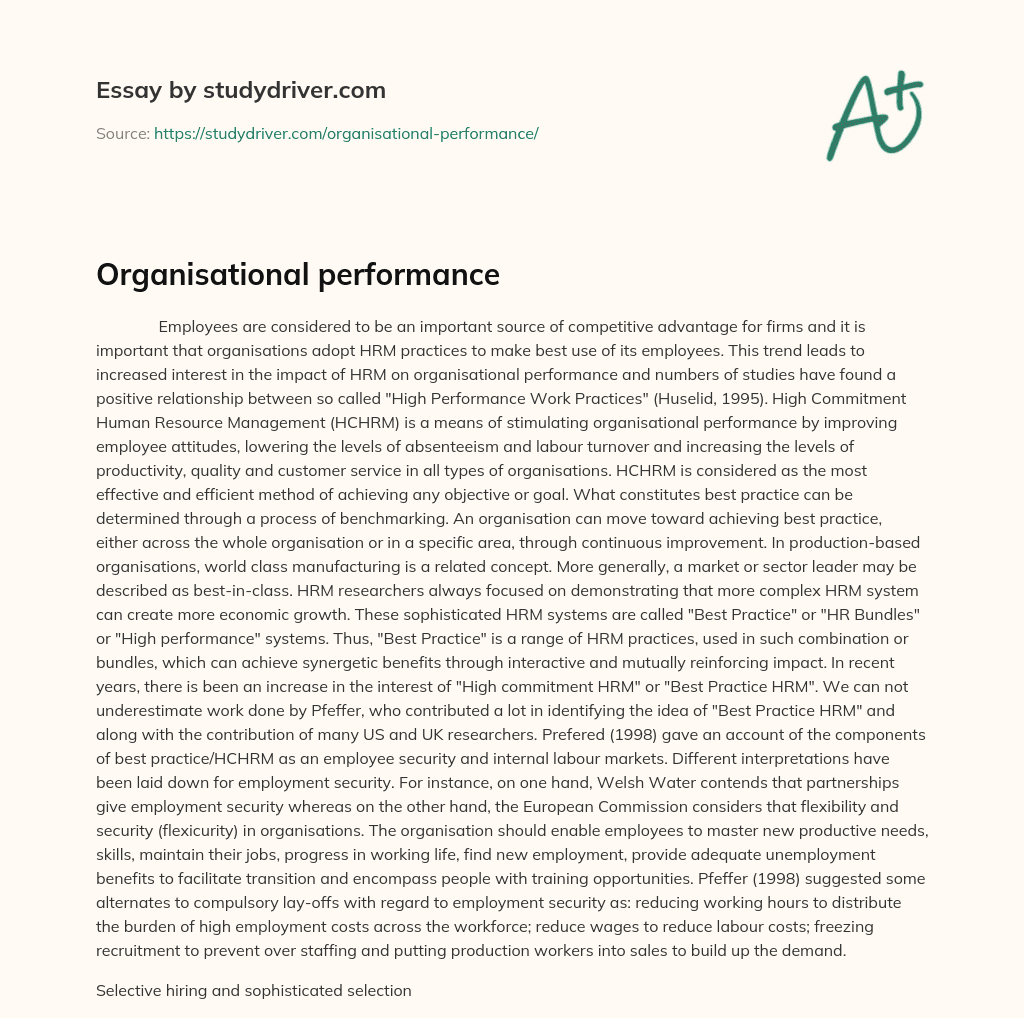 Organisational Performance essay