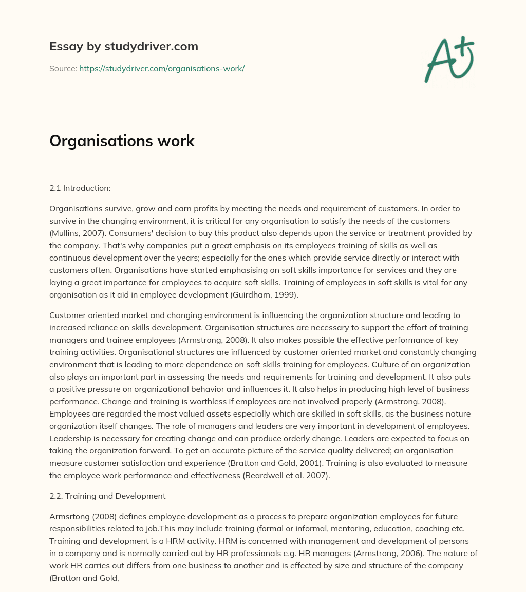 Organisations Work essay