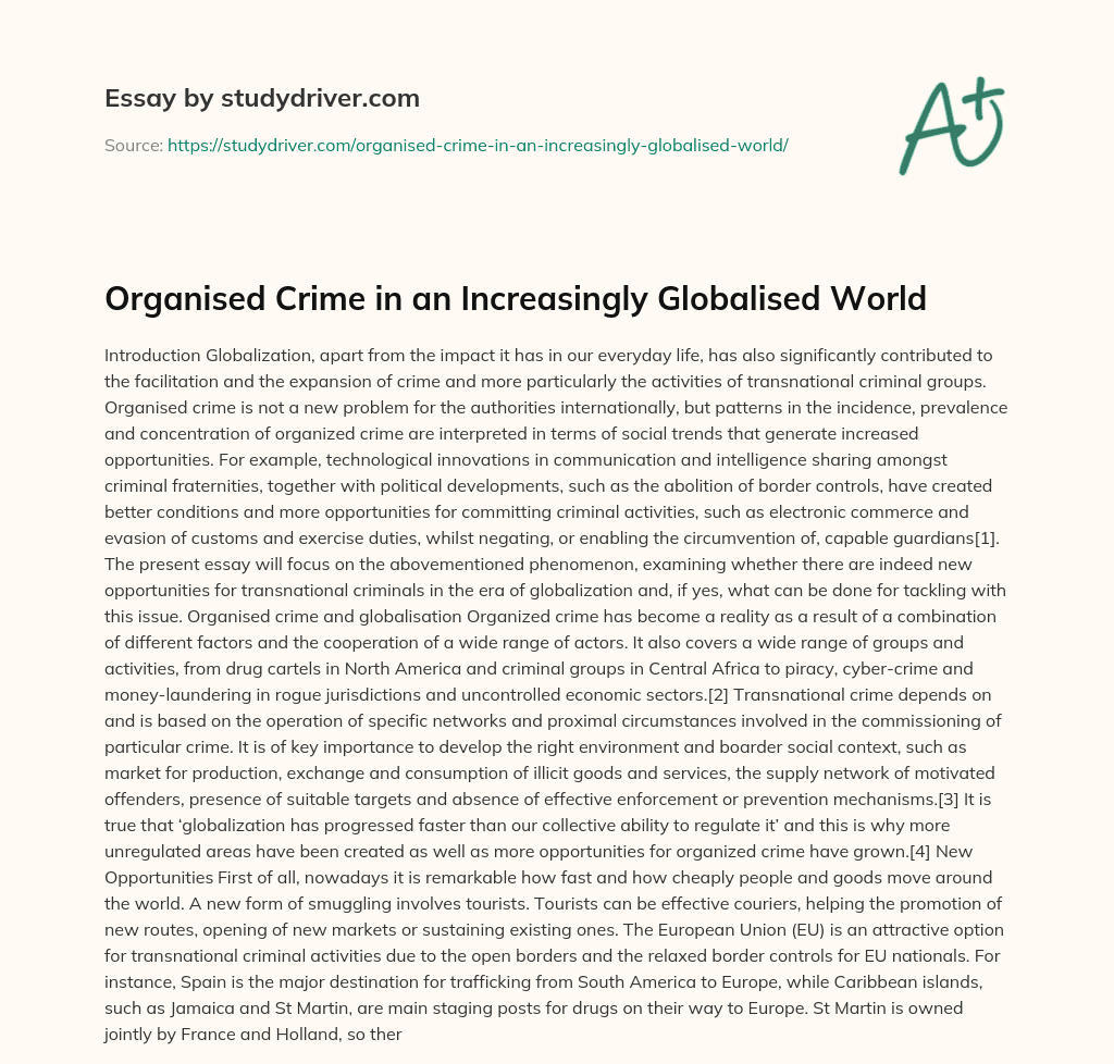 Organised Crime in an Increasingly Globalised World essay