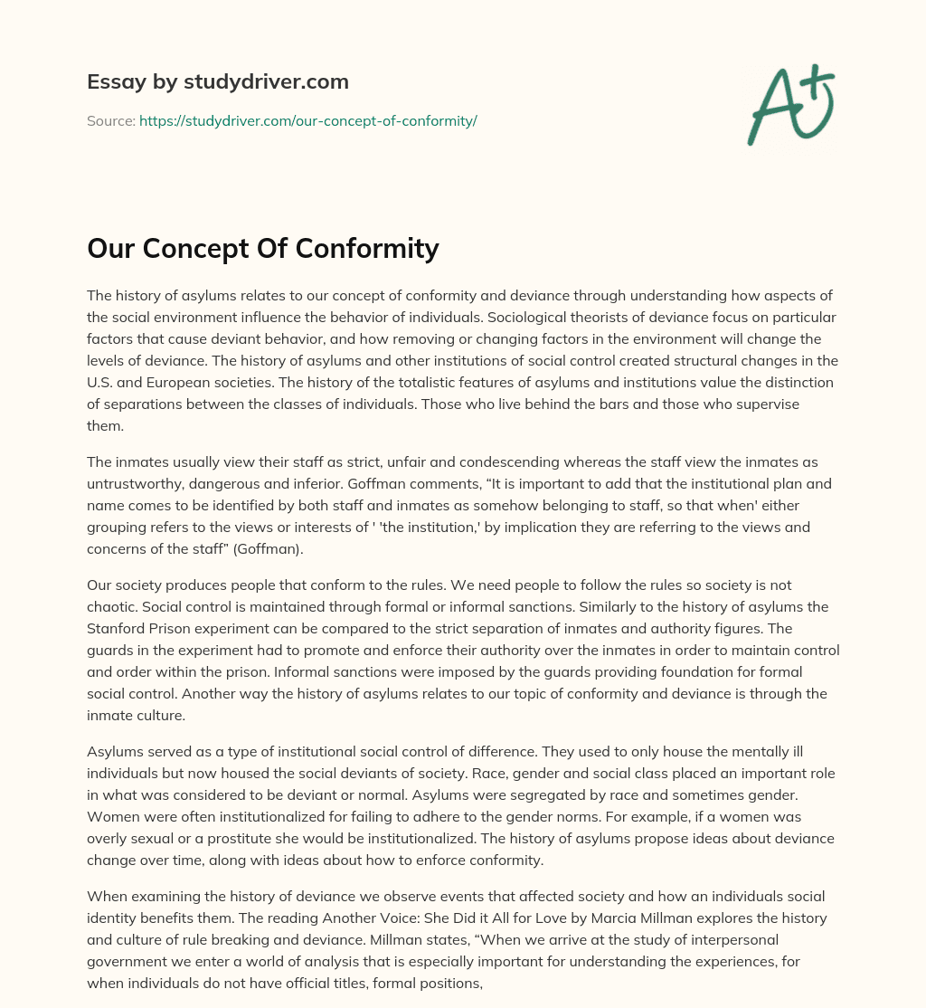 Our Concept of Conformity essay