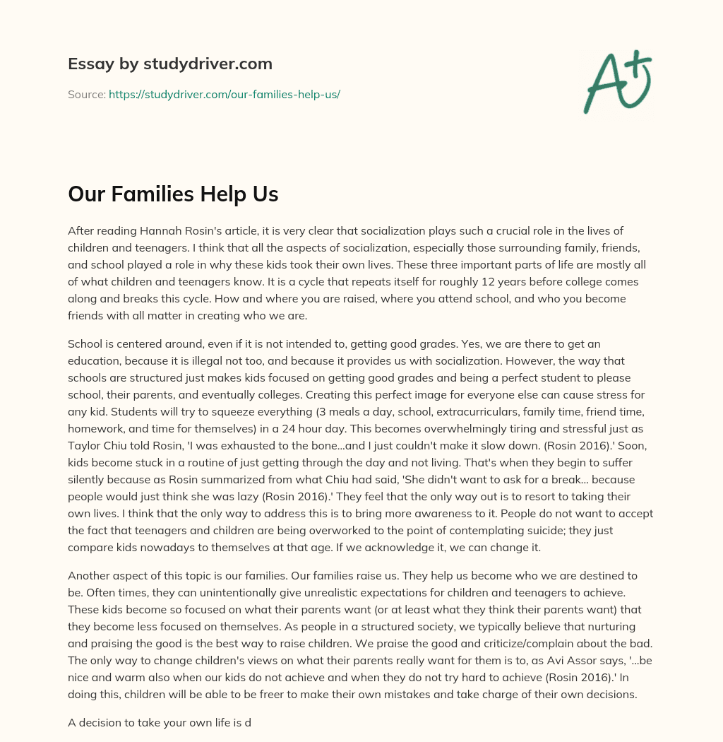 Our Families Help Us essay