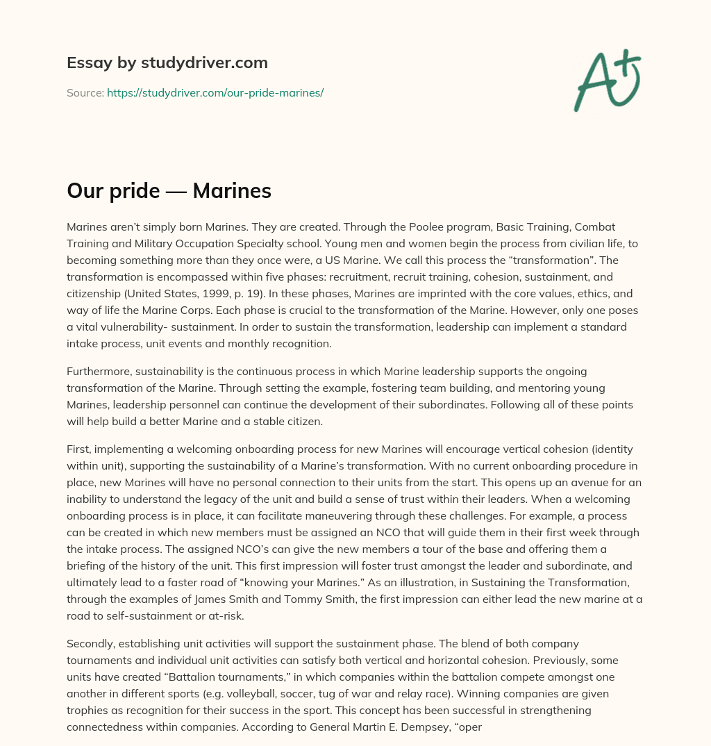 Our Pride — Marines essay