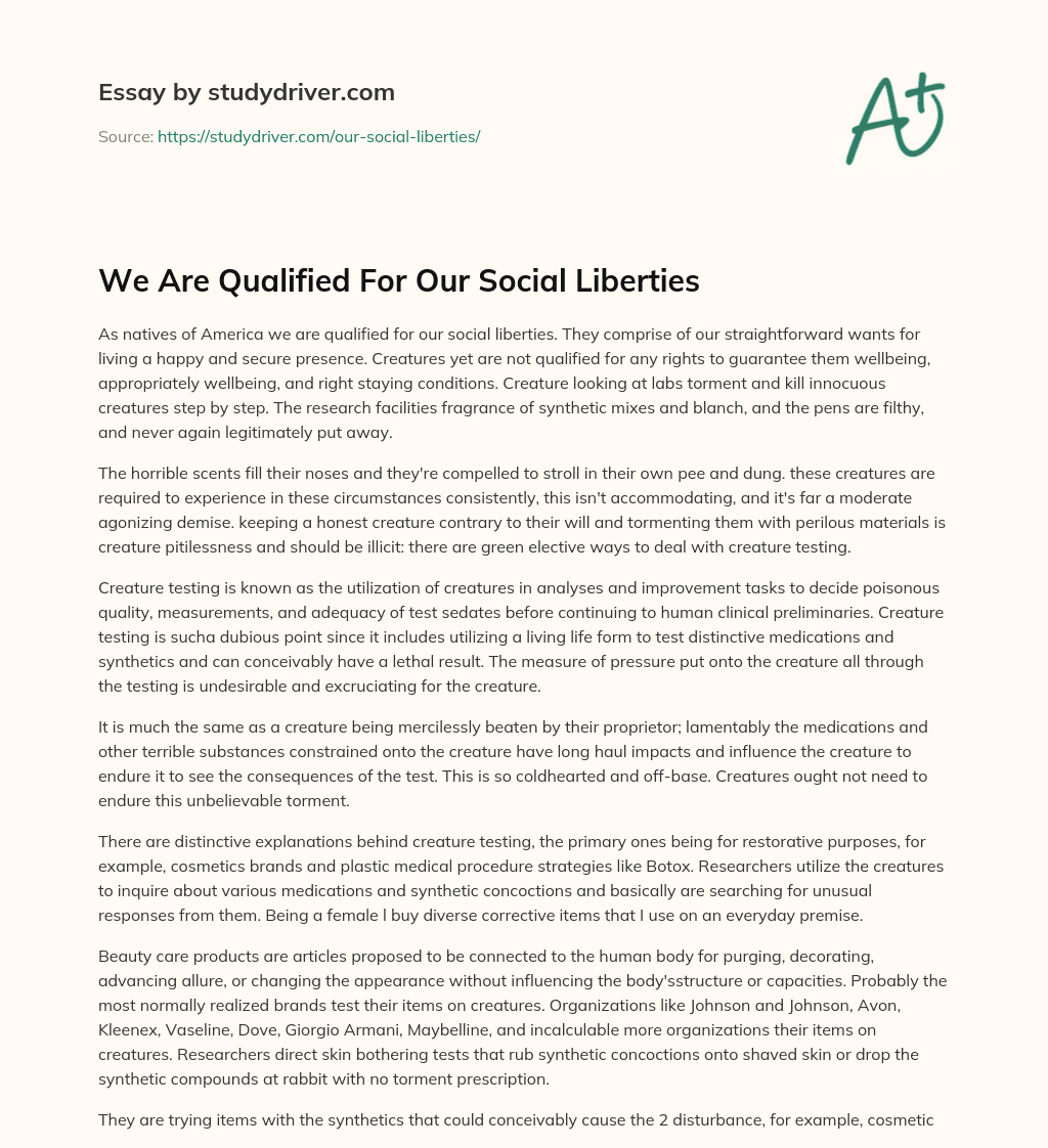 We are Qualified for our Social Liberties essay