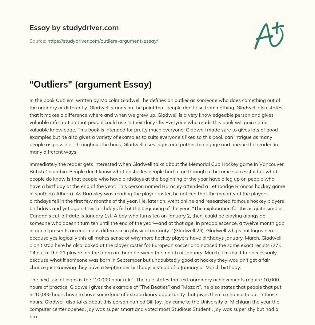 “Outliers” (argument Essay) essay