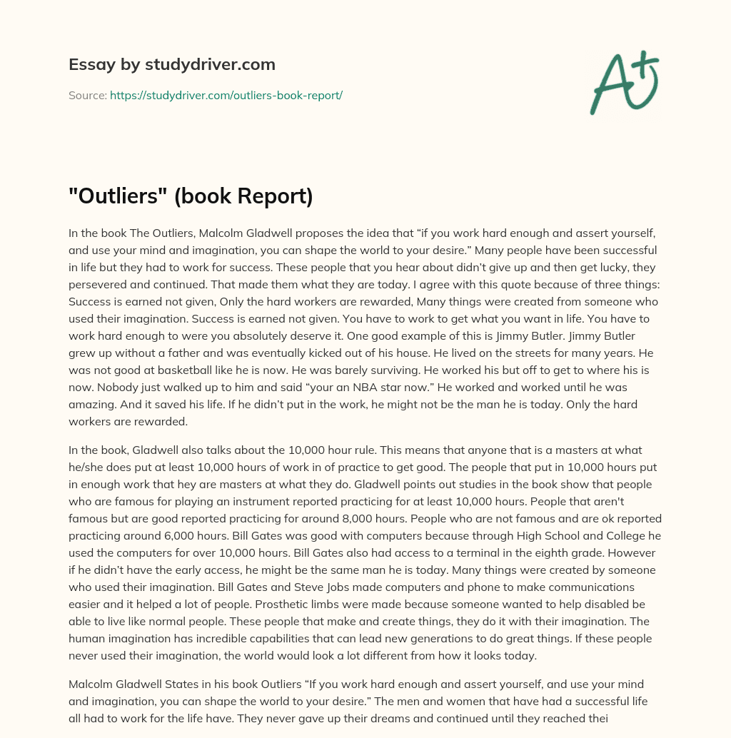 “Outliers” (book Report) essay