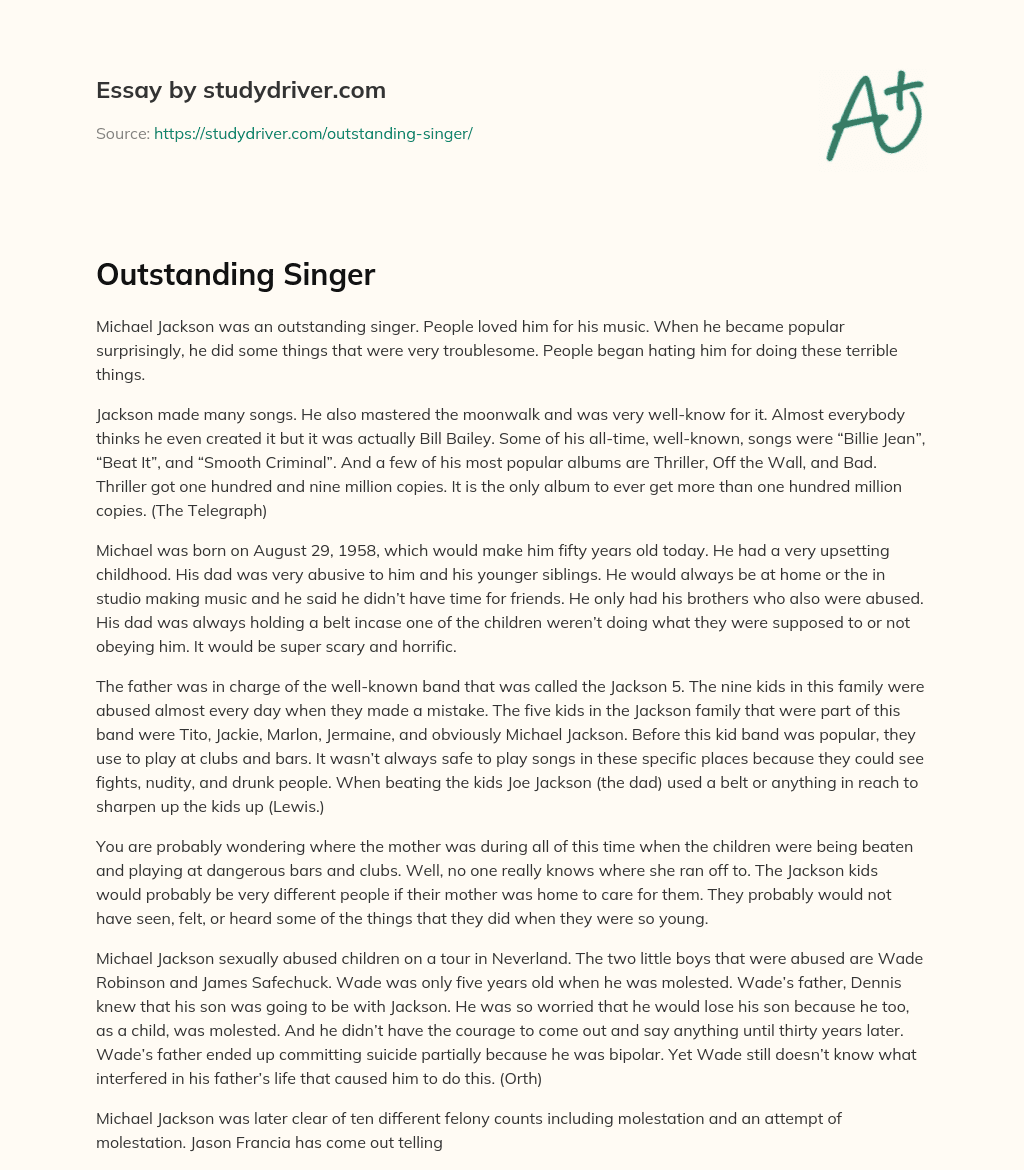 Outstanding Singer essay