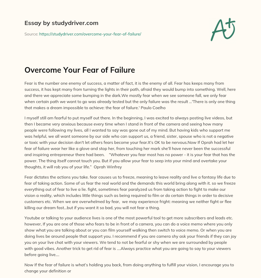 Overcome your Fear of Failure essay