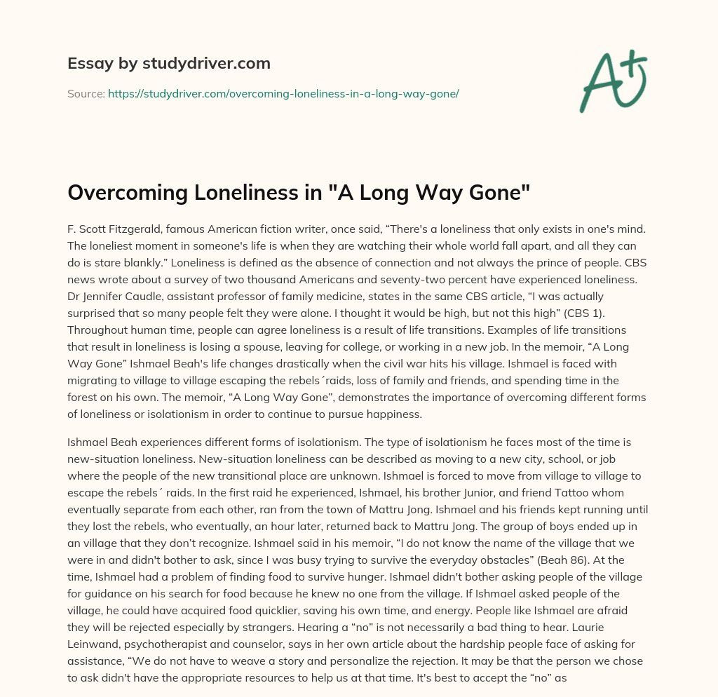 Overcoming Loneliness in “A Long Way Gone” essay