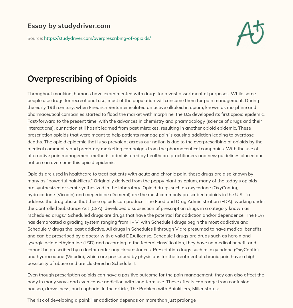 Overprescribing of Opioids essay