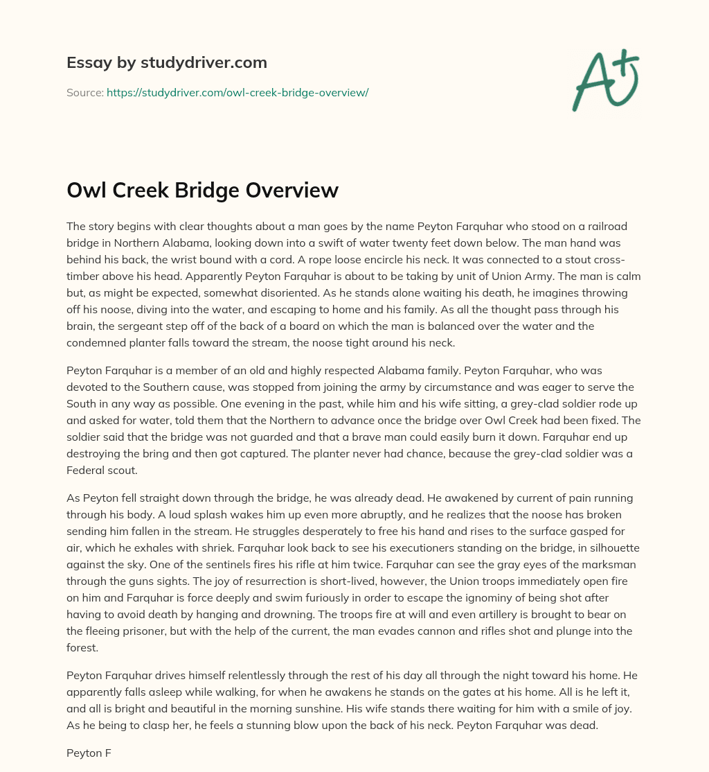 Owl Creek Bridge Overview essay