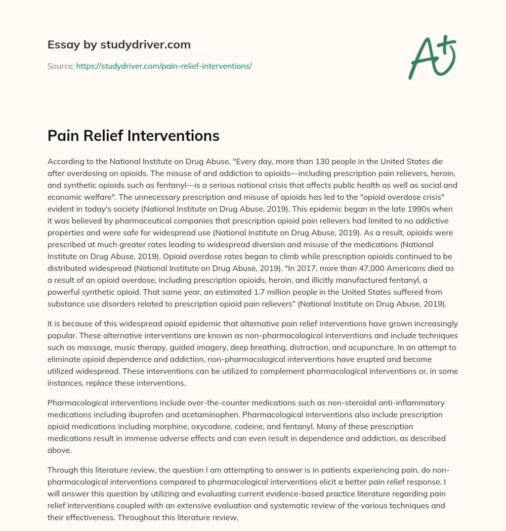 Pain Relief Interventions essay