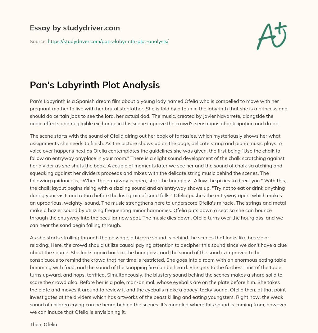 Pan’s Labyrinth Plot Analysis essay