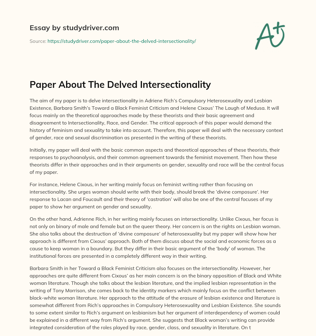 Paper about the Delved Intersectionality essay