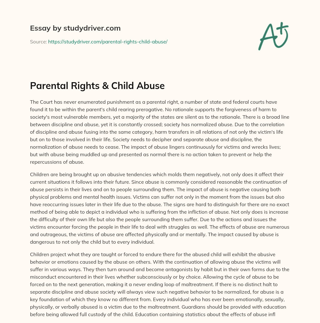 Parental Rights & Child Abuse essay