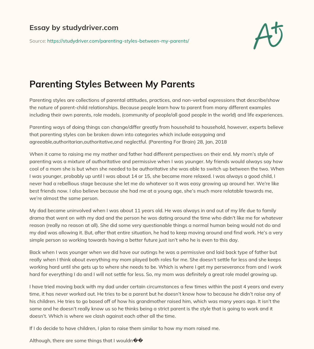 Parenting Styles between my Parents essay