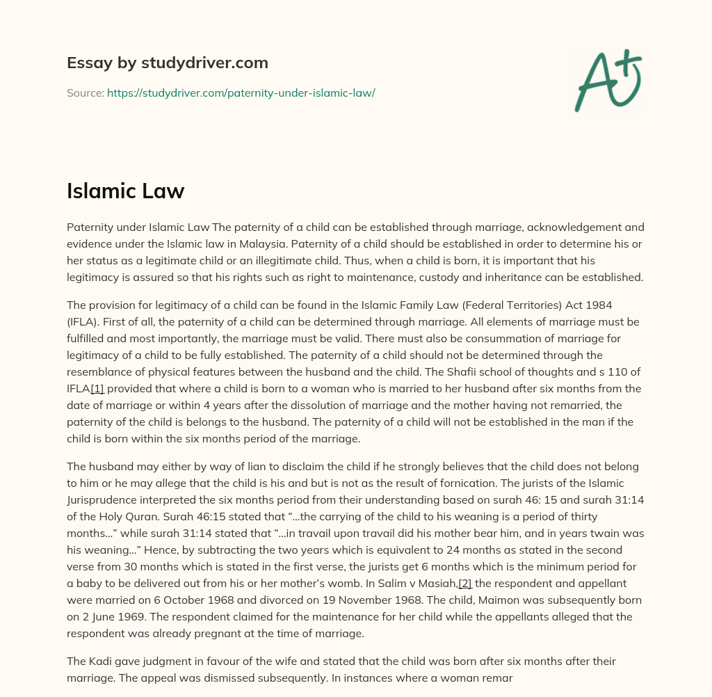 Islamic Law essay