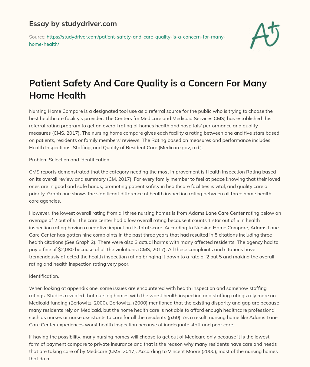 Patient Safety and Care Quality is a Concern for Many Home Health essay