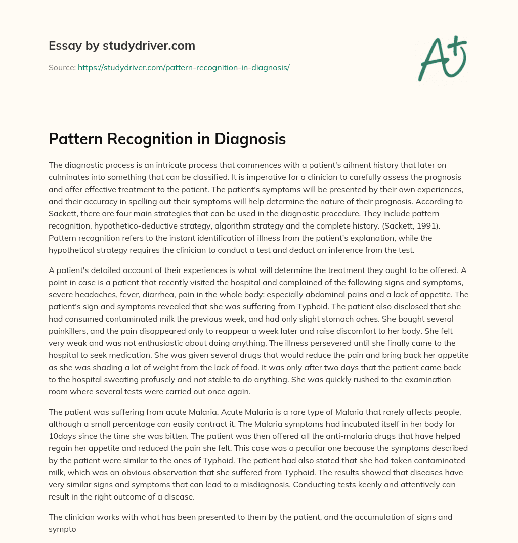 Pattern Recognition in Diagnosis essay