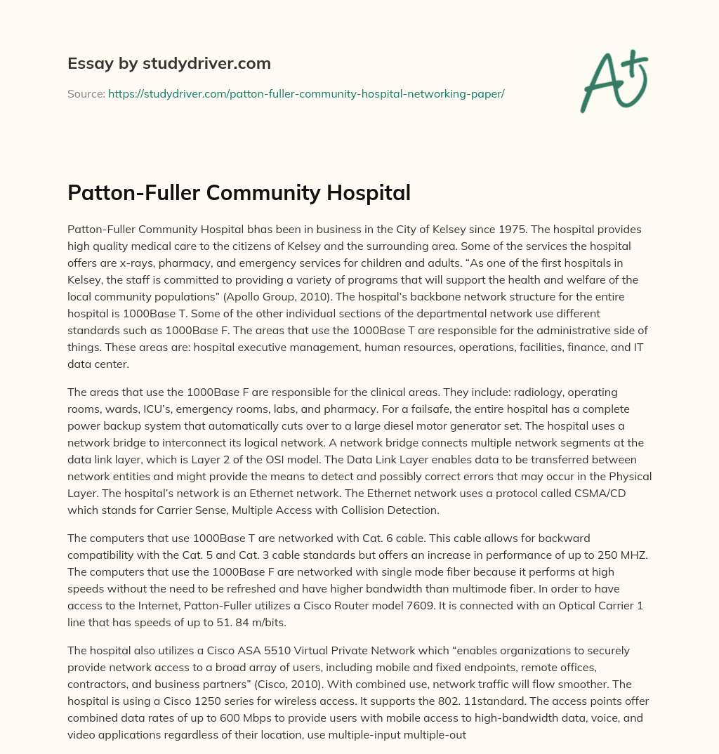 Patton-Fuller Community Hospital essay