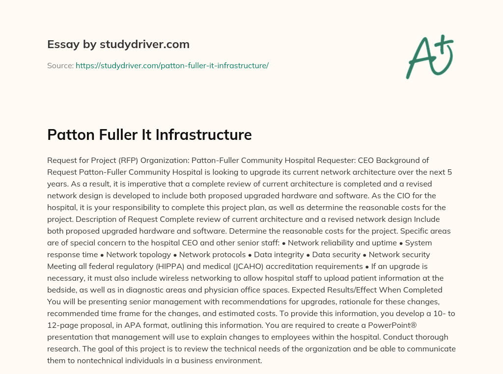 Patton Fuller it Infrastructure essay