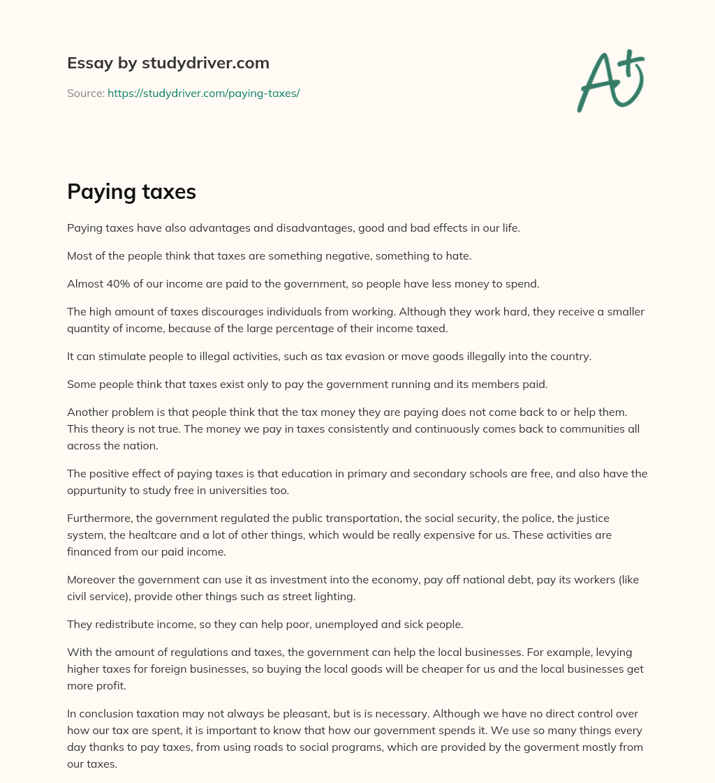 Paying Taxes essay