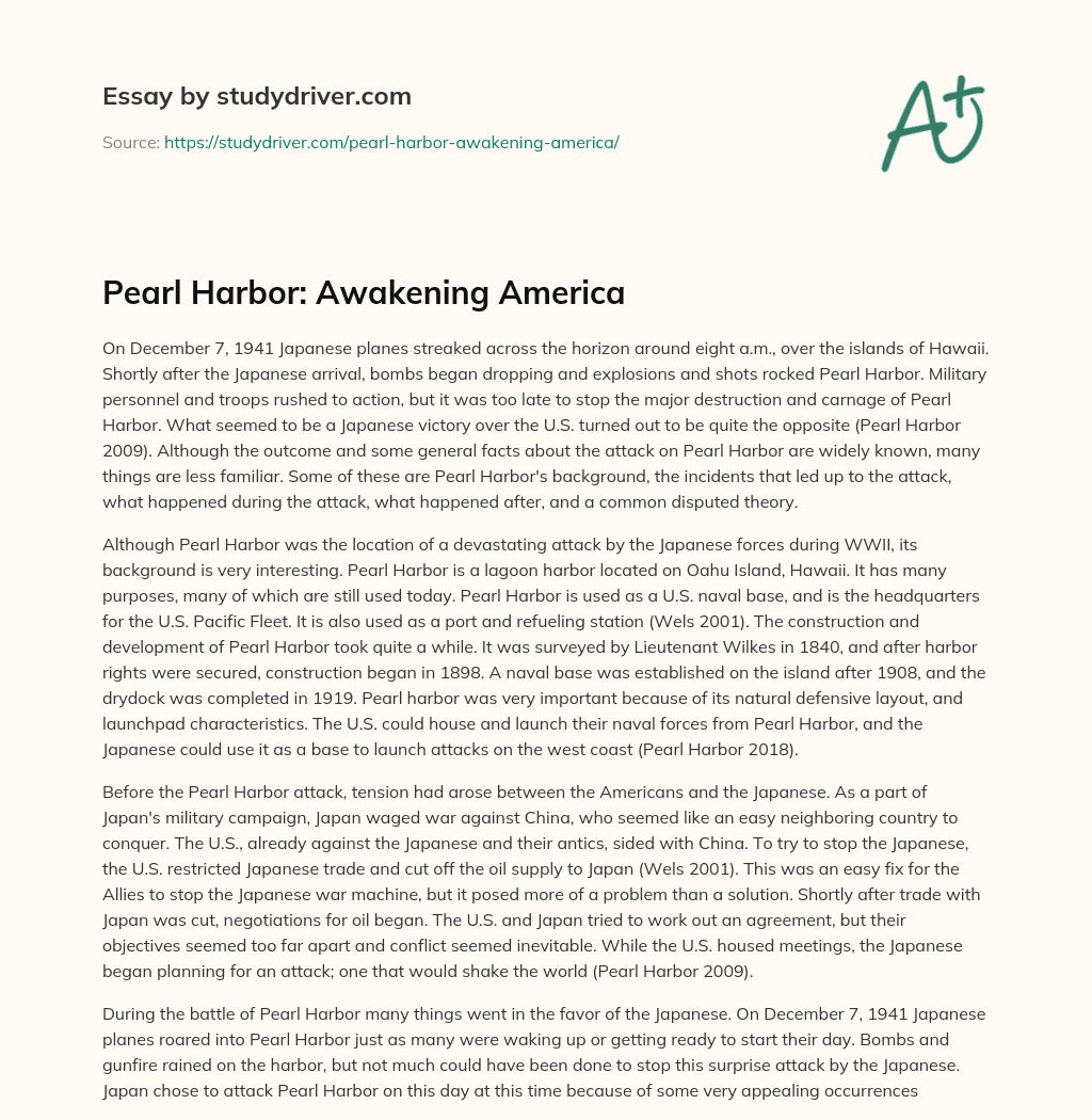 Pearl Harbor: Awakening America essay