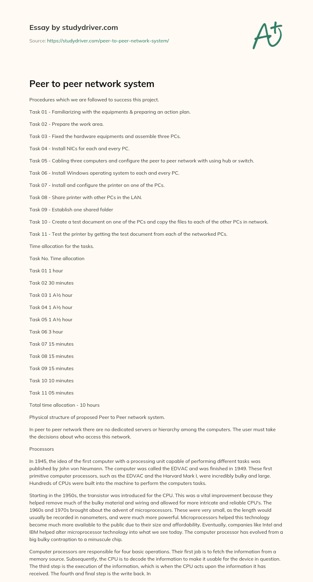 Peer to Peer Network System essay