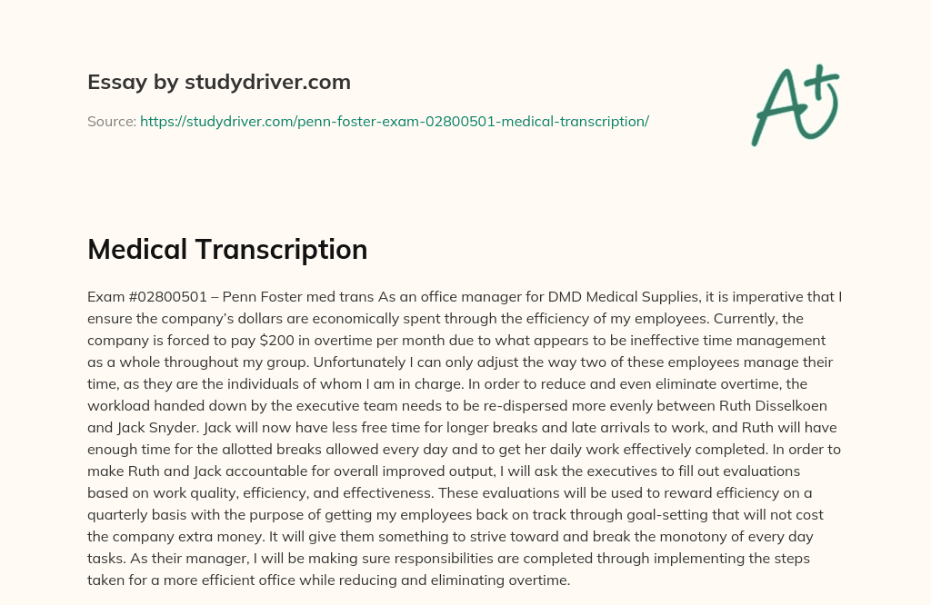 Medical Transcription essay