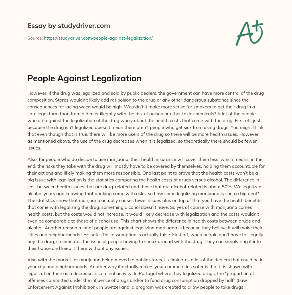 People against Legalization essay
