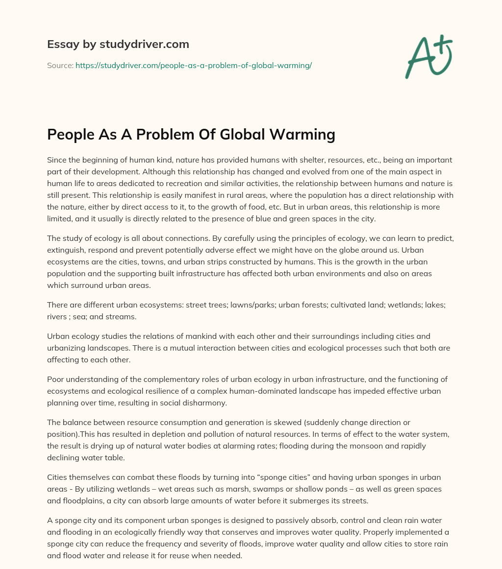 People as a Problem of Global Warming essay
