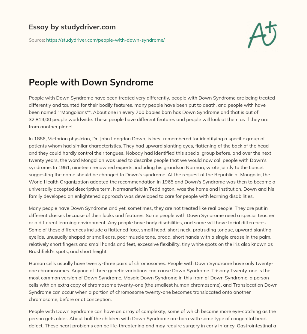 People with down Syndrome essay