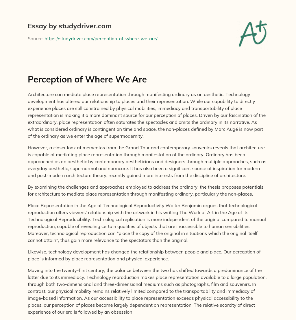 Perception of where we are essay