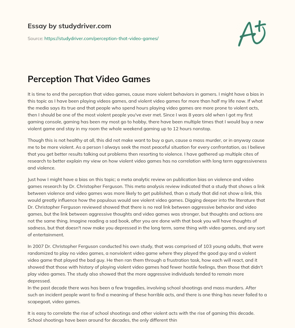 Perception that Video Games essay