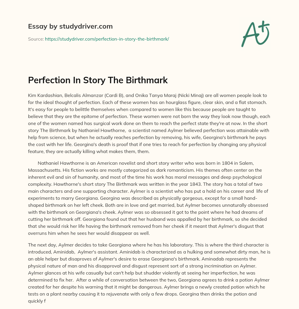Perfection in Story the Birthmark essay